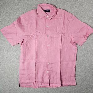 Ralph Lauren Purple Label Linen Shirt Mens Medium Pink Short Sleeve Italy